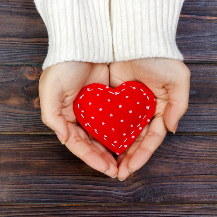 hand holding heart